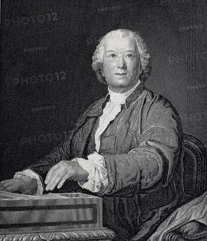 Christoph Willibald Gluck, from 1756 Ritter von Gluck (born 2 July 1714 in Erasbach, Upper Palatinate, died 15 November 1787 in Vienna), German composer, portrait of a man in historical dress, serious face, black and white style, digitally restored reproduction of an old original, historical, exact date unknown