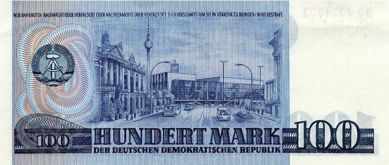Banknote, banknote, 100 Mark, 1975, GDR, reproduction of a historical banknote