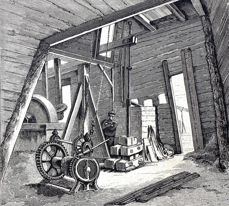 Petroleum wells in Oelheim, Ölheim, oil production, pumping station, around 1882, district of Peine, Lower Saxony, Germany, Historical, digitally enhanced reproduction of a 19th century original