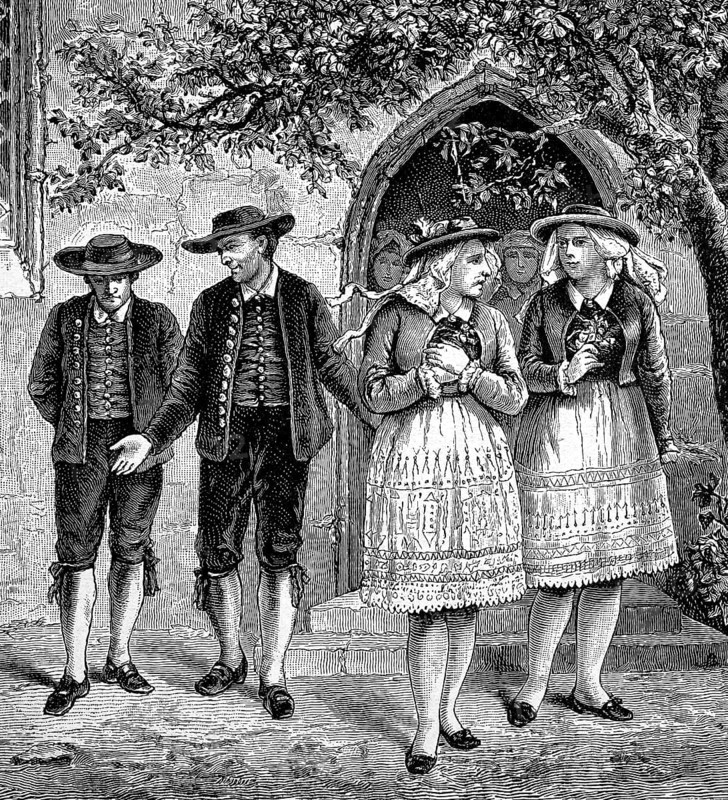Carinthia, Austria, people go to church on Sunday, here in the valley Gailthal, Gailtal, illustration from 1894, reproduction, digitally enhanced, historical