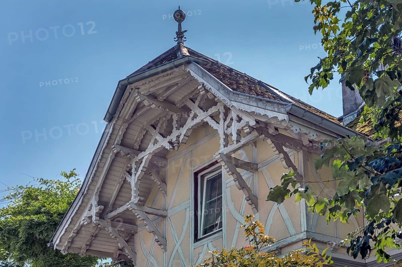 Interesting roof truss of a villa around 1900, Dornbirn, Vorarlberg, Austria