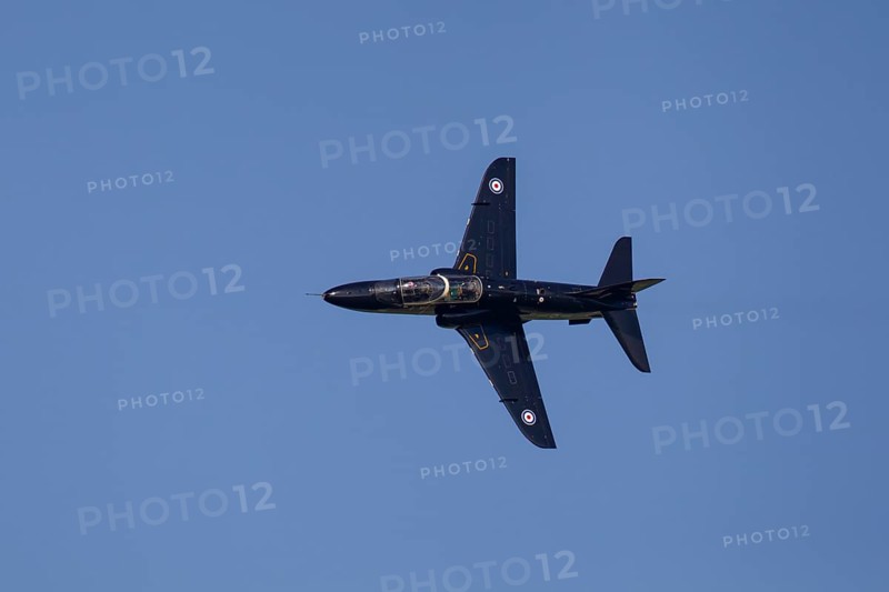 BAE Systems Hawk military jet aircraft in Royal air force RAF colours flying, England, United Kingdom