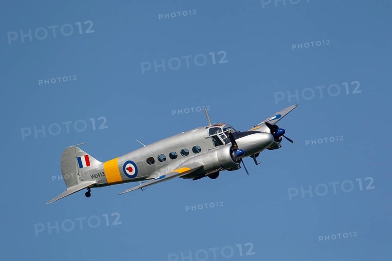 Avro Anson warbird military aircraft in Royal air force RAF colours flying, England, United Kingdom