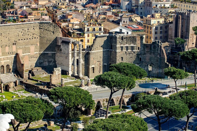 View from elevated viewpoint on Augustus Forum Forum of Roman Emperor Augustus part of Imperial Forums, Rome, Lazio Italy