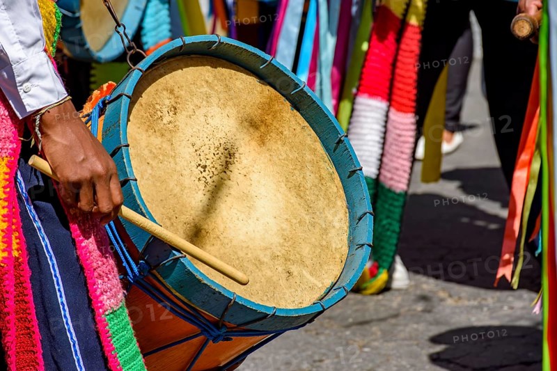 Drums and colorful clothes at the Congado festival in Minas Gerais, Belo Horizonte, Minas Gerais, Brazil