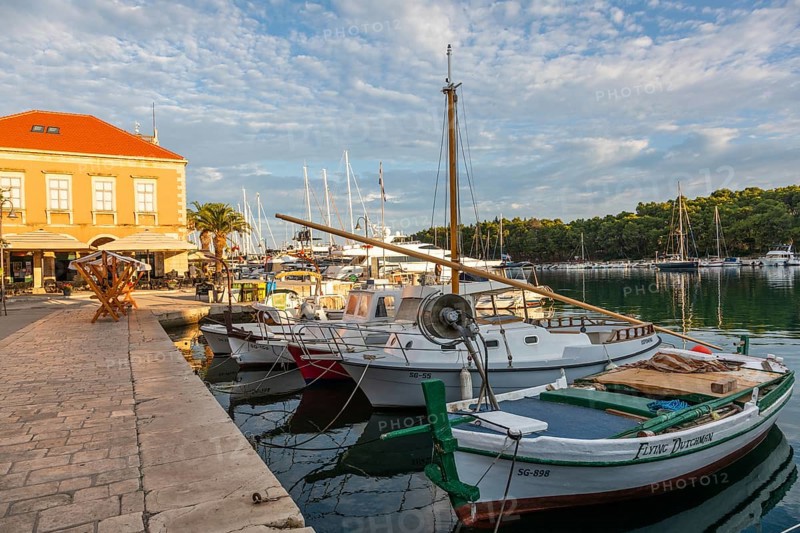 Boats in the harbour, Starigrad, island of Hvar, Dalmatia, Croatia