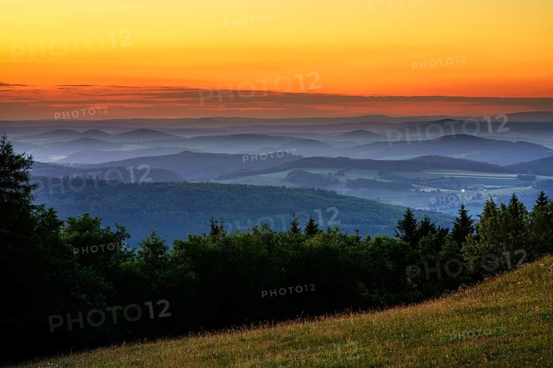 View from the Wasserkuppe at dusk, Hesse, Germany