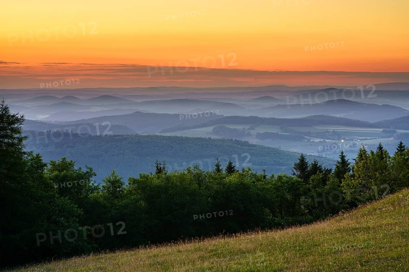 View from the Wasserkuppe at dusk, Hesse, Germany