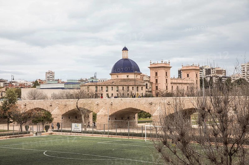 Football pitch under a bridge Valencia Spain