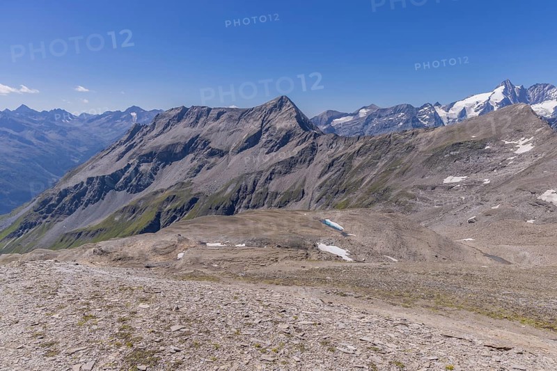 Landscape panorama, summit cross, Brennkogel, hiker, GroÃŸglockner, Pinzgau