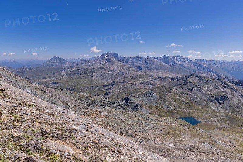 Landscape panorama, summit cross, Brennkogel, lake, GroÃŸglockner, Pinzgau