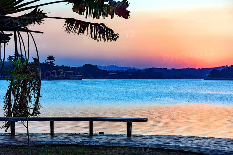 Sunset at Pampulha Lagoon in the city of Belo Horizonte in Minas Gerais, Pampulha lagoon, Belo Horizonte, Minas Gerais, Brazil