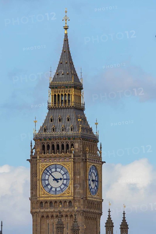 Big Ben or The Elizabeth Tower clock tower of the Palace of Westminster or Houses of Parliment, City of London, England, United Kingdom
