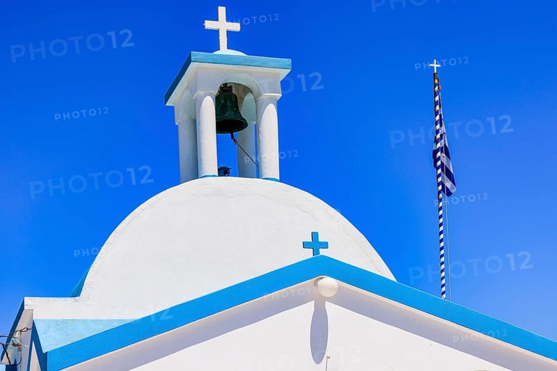 The bell tower of Agios Eleftherios near Komia, Milos, Cyclades Islands, Greece