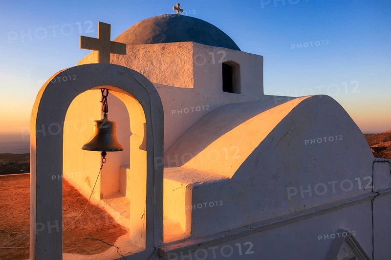 The cupola of the church Agios Ioannis Theologos at sunrise, Serifos, Cyclades Islands, Greece