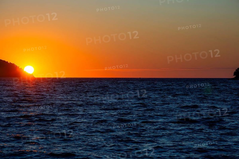 Sunset over the sea at sunset, near Starigrad, Dalmatia, Croatia