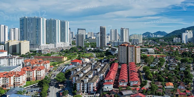Penang skyline with Skyscrapers, Penang, Malaysia
