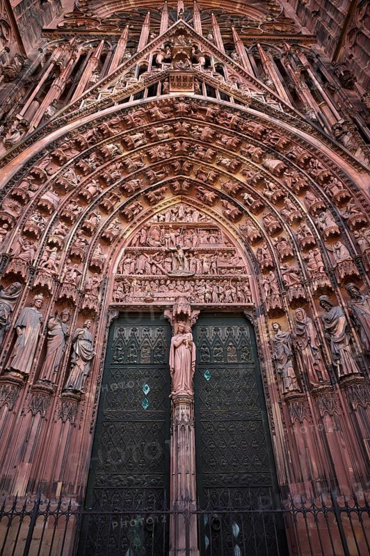 Tympanum, main portal, west portal of Notre-Dame Cathedral, Strasbourg, Strasbourg, Old Town, Bas-Rhin, Grand Est, Alsace, France