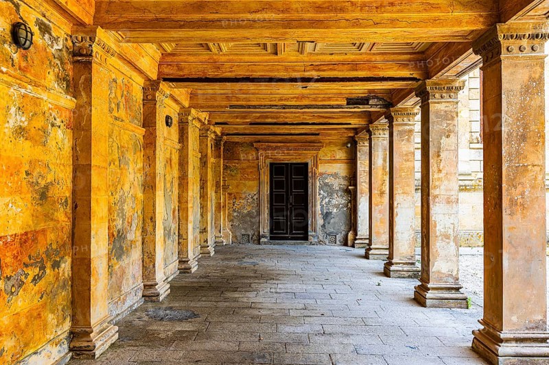 Arcades below the Demidoff Gallery, San Martino, Elba Island, Tuscan Archipelago National Park, Tuscany, Italy