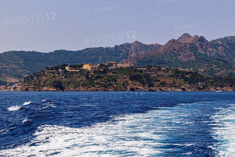 The fortress of San Giacomo above Porto Azzurro, Elba Island, Tuscan Archipelago National Park, Tuscany, Italy
