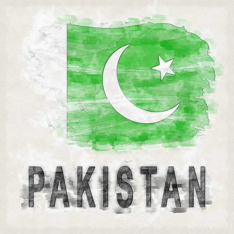 Pakistan National Colors with Country Name Background