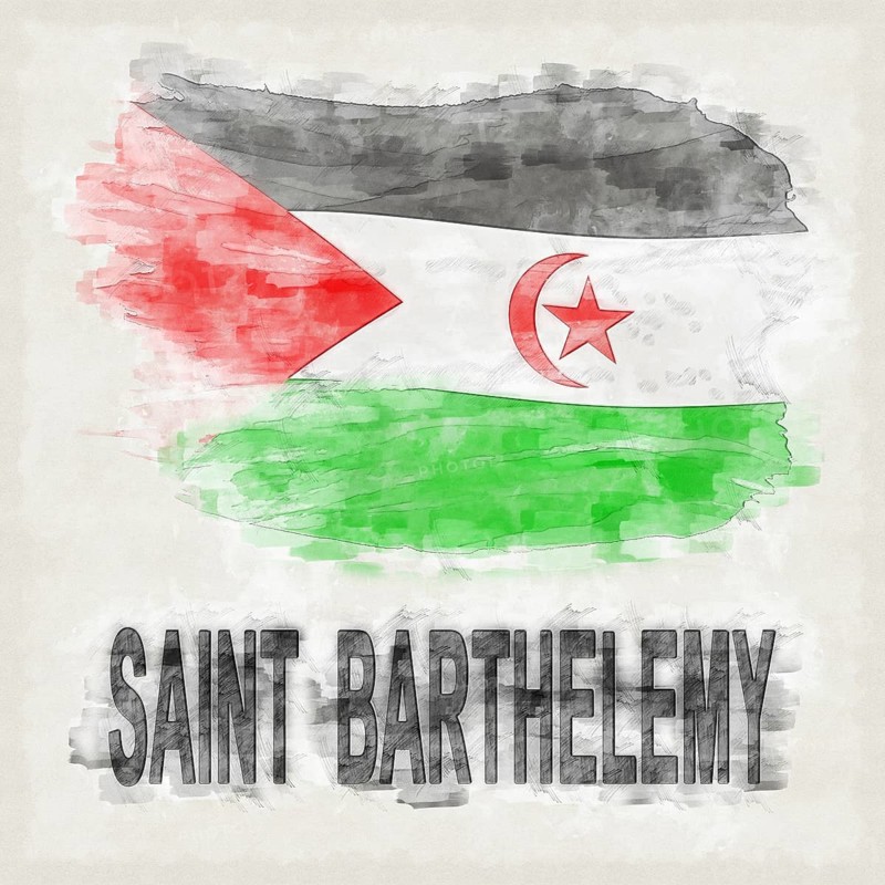 Sahrawi Arab Democratic Republic National Colors with Country Name Background