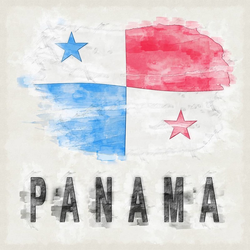 Panama National Colors with Country Name Background