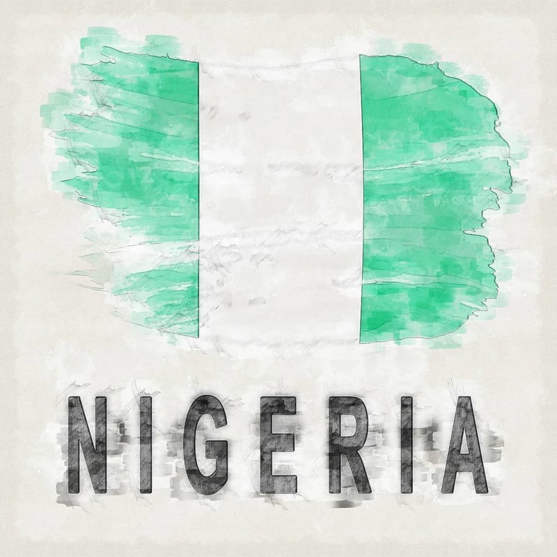 Nigeria National Colors with Country Name Background