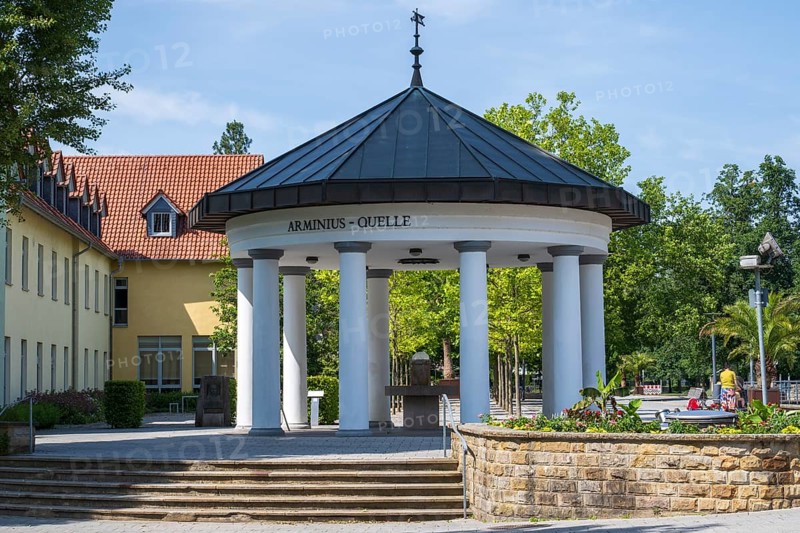 Fountain temple of the Arminius spring, drinking hall, Bad Lippspringe, climatic health resort, Westphalia, North Rhine-Westphalia, Germany
