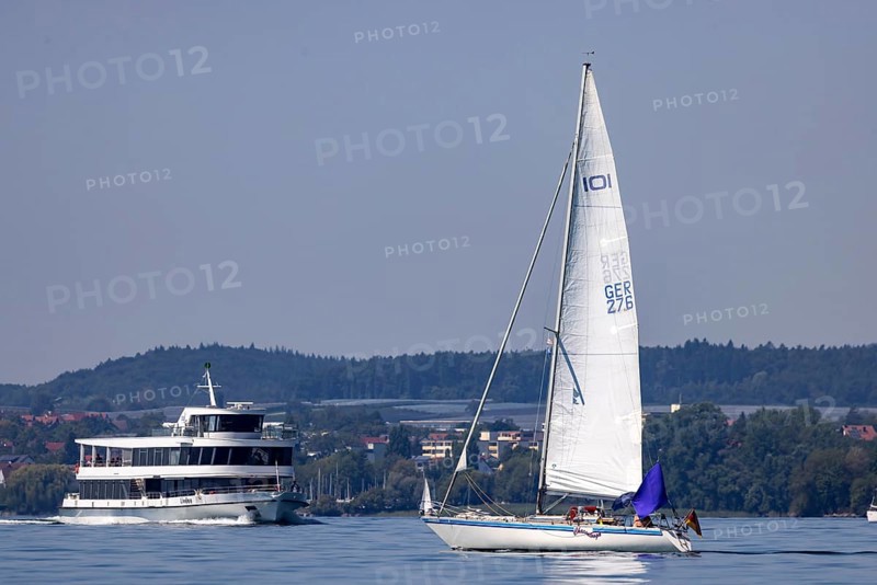 Sailing yacht on Lake Constance, passenger ship LINDAU. Immenstaad, Baden-Württemberg, Germany