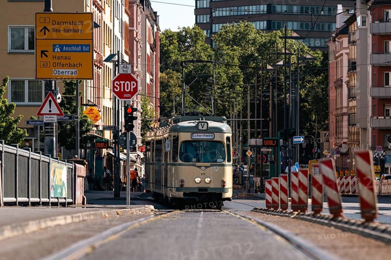 Historic tram. Sachsenhausen, Frankfurt am Main, Hesse, Germany
