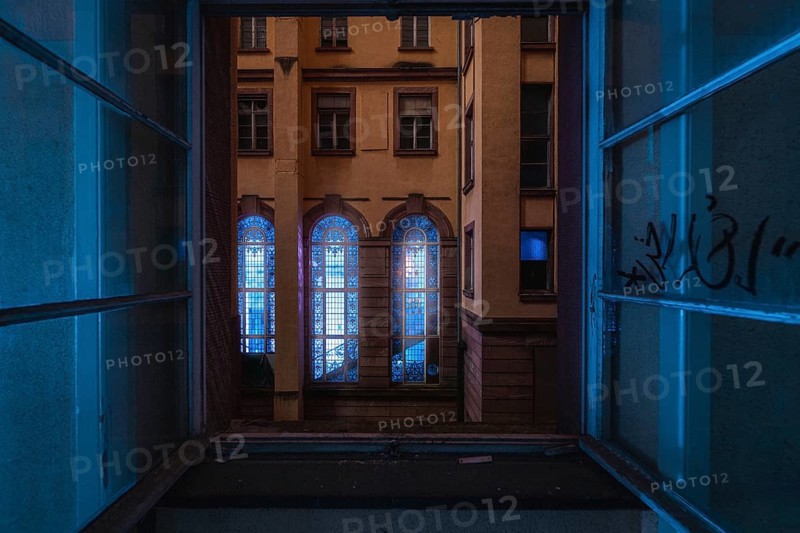 The Lost Place view from a window. Old police headquarters, Frankfurt am Main city centre, Germany