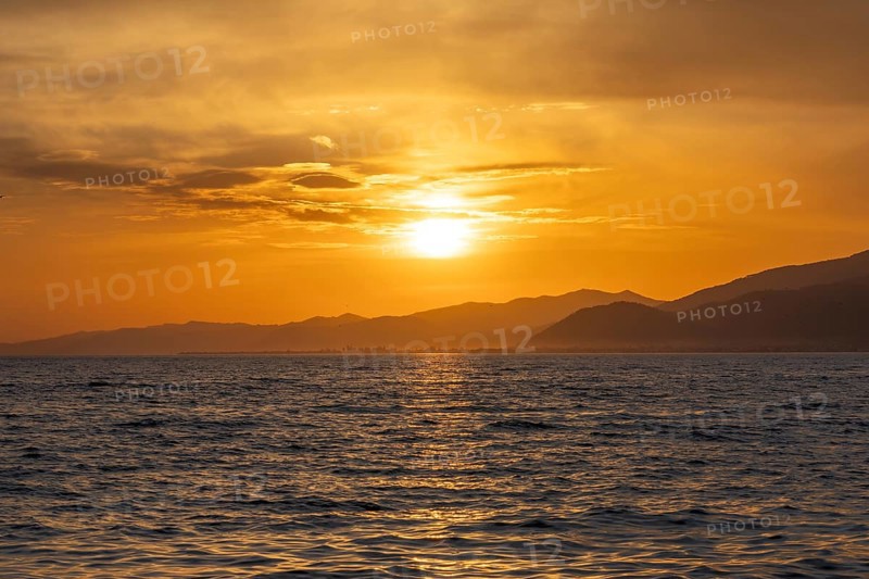 Sunset on the Aegean coast. Ören, Balikesir, Turkey