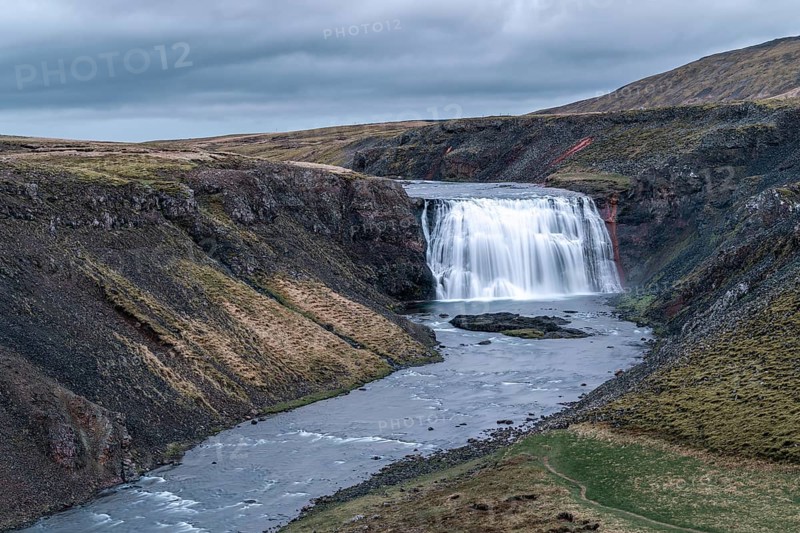 Game of Thrones original film set. When the dragon devoured a goat. Thorufoss waterfall, Golden Cirlce, Thingvellir, Iceland