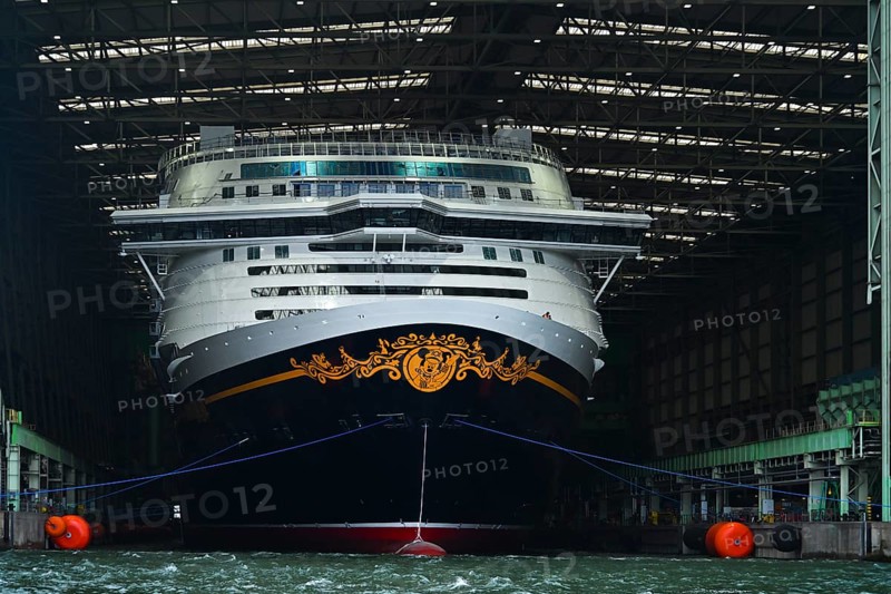 Disney Adventure cruise ship, shipyard hall, Wismar