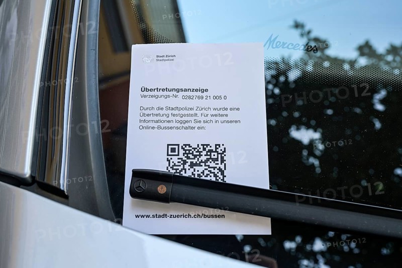 Penalty notice, offence report, parking offender, Zurich, Switzerland