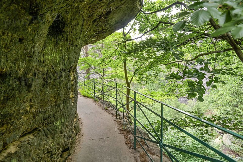 Hiking trail to the Pravcicka Brana Prebisch Gate near Hrensko, Elbe Sandstone Mountains, Czech Republic