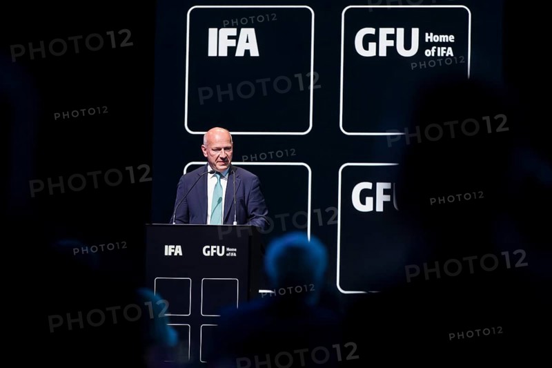 Kai Wegner (Governing Mayor of Berlin, CDU) speaks at the opening gala of the IFA consumer electronics exhibition in the CityCube, Berlin, 04/09/2025