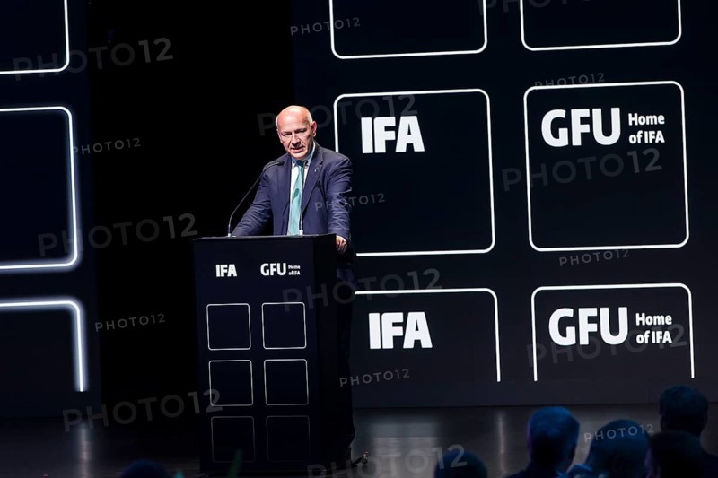 Kai Wegner (Governing Mayor of Berlin, CDU) speaks at the opening gala of the IFA consumer electronics exhibition in the CityCube, Berlin, 04/09/2025