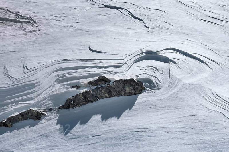 Snow drifts, Alpe Tognola ski area, San Martino di Castrozza, Trentino, South Tyrol, Italy