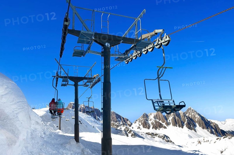 Chairlift, Alpe Tognola ski area, San Martino di Castrozza, Trentino, South Tyrol, Italy