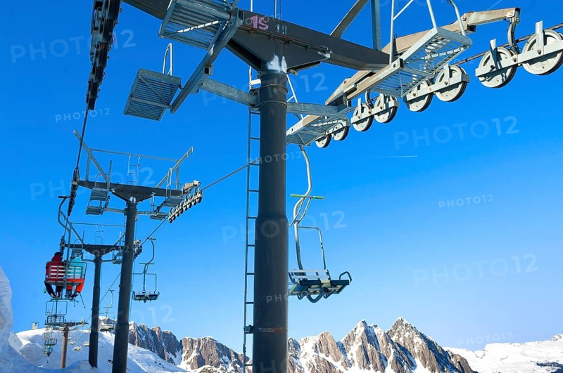 Chairlift, Alpe Tognola ski area, San Martino di Castrozza, Trentino, South Tyrol, Italy