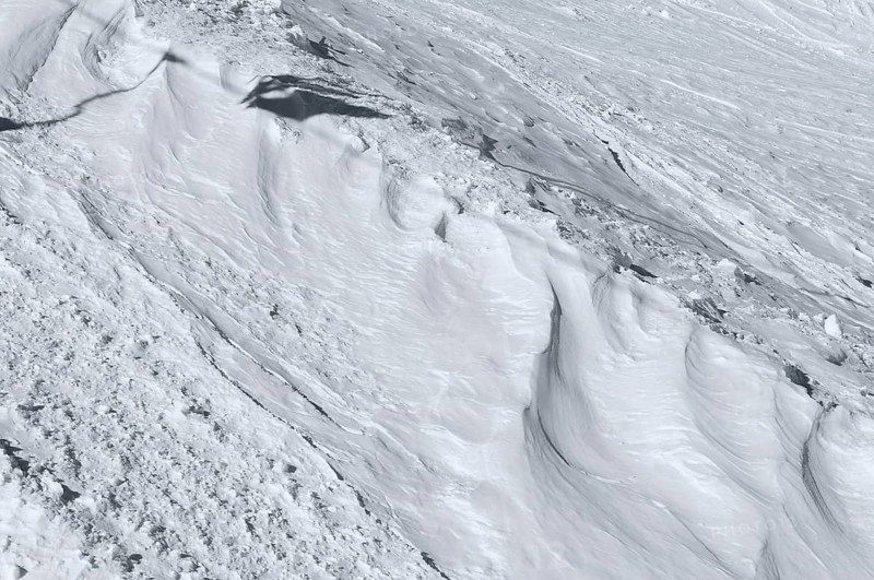 Snow drifts, Alpe Tognola ski area, San Martino di Castrozza, Trentino, South Tyrol, Italy