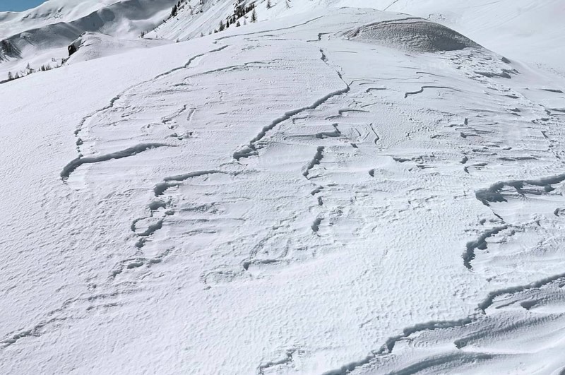 Snow drifts, Alpe Tognola ski area, San Martino di Castrozza, Trentino, South Tyrol, Italy