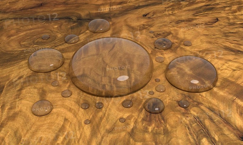 Some rendered water drops on wooden surface