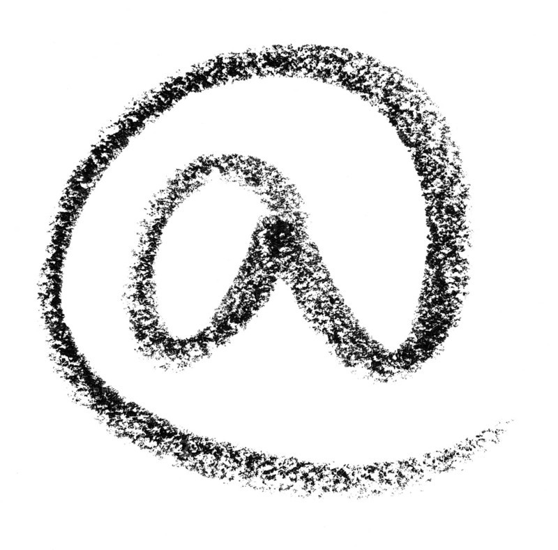 Crayon painted @ symbol in white back