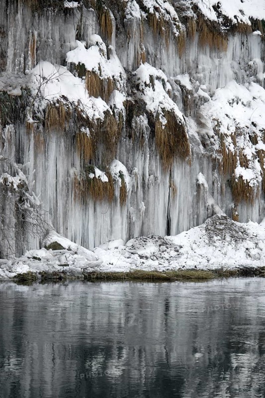 Lots of icicles near river Kocher in Southern Germany