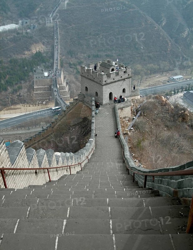The Great Wall of China near Badaling in misty ambiance