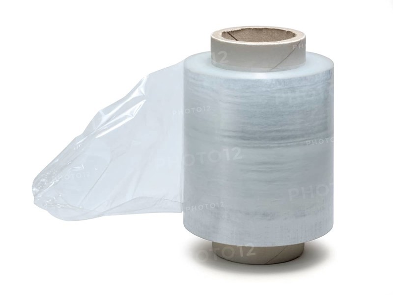 Studio photography of a roll of stretch film isolated on white with clipping path