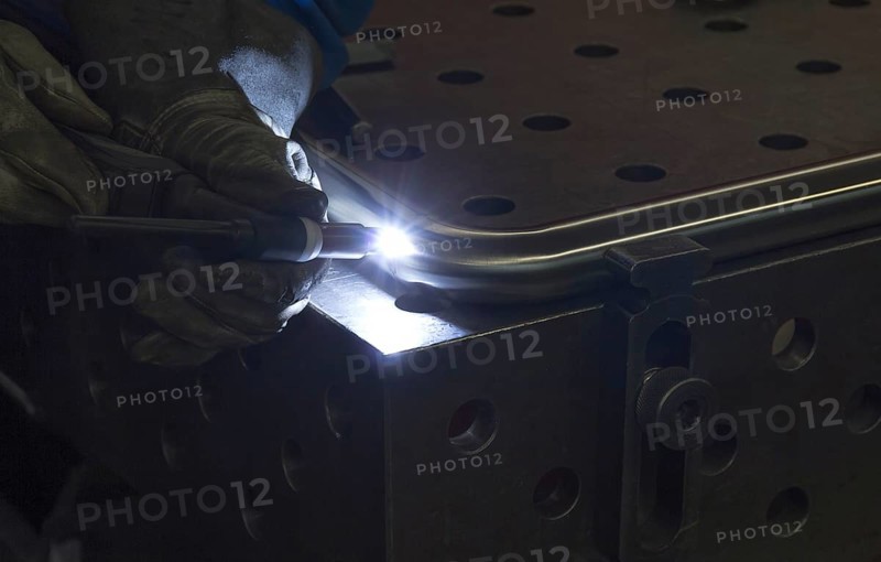 Closeup welding scenery in metallic ambiance